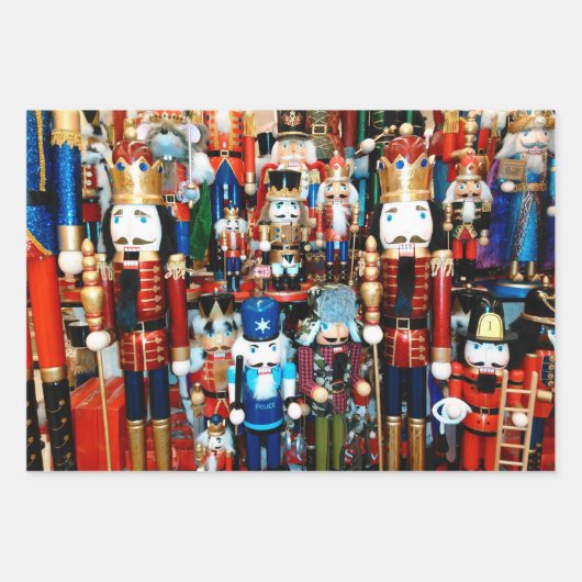 3 Christmas Nutcracker Wow farbenfrohe Nutcracker Geschenkpapier Set (Vorderseite)