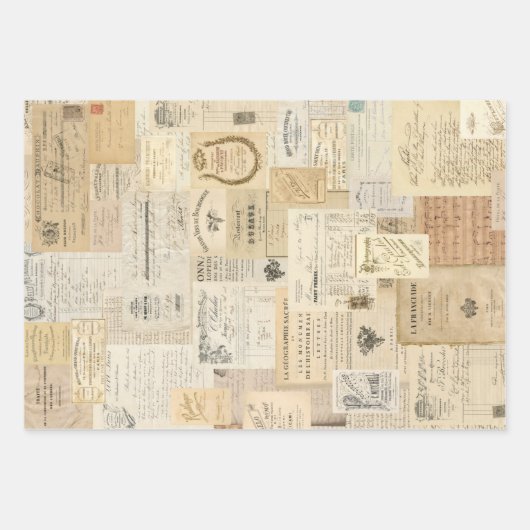 3 Collage Ephemera Sheets Geschenkpapier Set (Vorderseite 3)