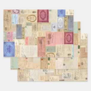3 Collage Ephemera Sheets Geschenkpapier Set