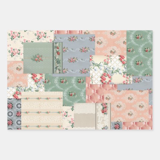 3 Collage Hütte Wallpaper Ephemera Sheets Geschenkpapier Set (Vorderseite 2)