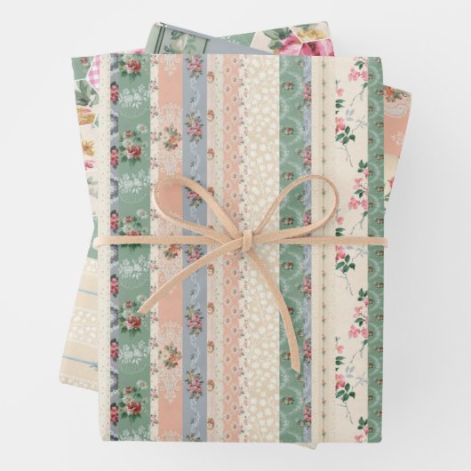 3 Collage Hütte Wallpaper Ephemera Sheets Geschenkpapier Set (Beispiel)