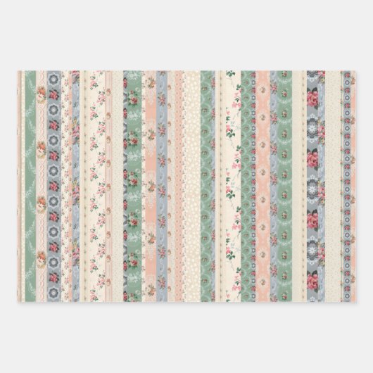 3 Collage Hütte Wallpaper Ephemera Sheets Geschenkpapier Set (Vorderseite)