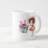 * 3 Colorful Whimsical Christmas Girl Gift AP97 Jumbo-Tasse (Vorderseite Rechts)