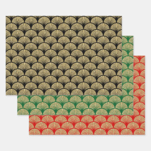 3 Colors FauGold Glitzer Art Deco Arches #1 DIY BG Geschenkpapier Set