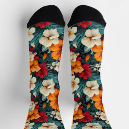 3 Crews mit Blumenmuster Socken