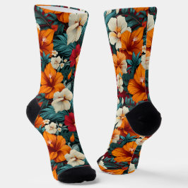 3 Crews mit Blumenmuster Socken