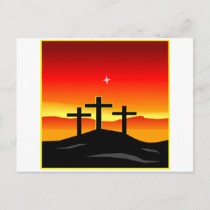 3 Crosses Sunset Postkarte