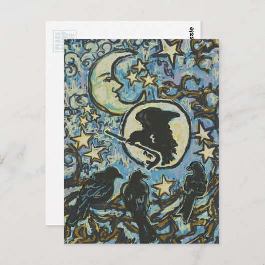 3 Crows at Dusk, Art Postcard, Crowbar Postkarte (Vorne/Hinten)