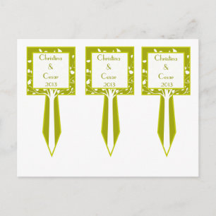 3 Cup Cake Pick Moderne Grüne/Weiße Bäume Weiße Li Postkarte