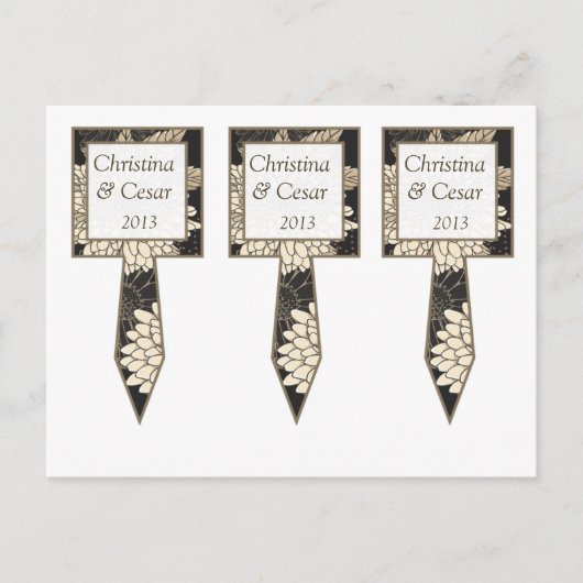 3 Cup Cake Picks Black Cream Daisies/Carnation Lea Postkarte (Vorderseite)