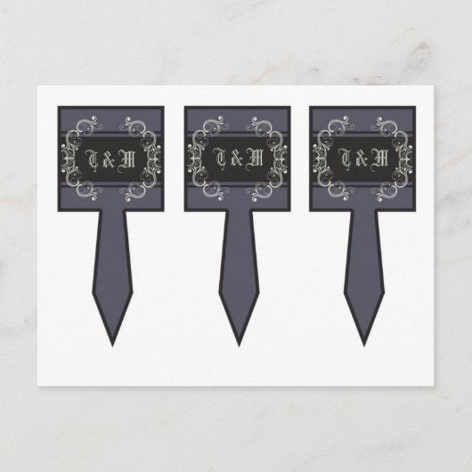 3 Cup Cake Picks Black Krawatte Affair Filigree Sc Postkarte (Vorderseite)