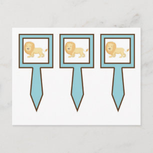 3 Cup Cake Picks Blue Jungle Lion Postkarte