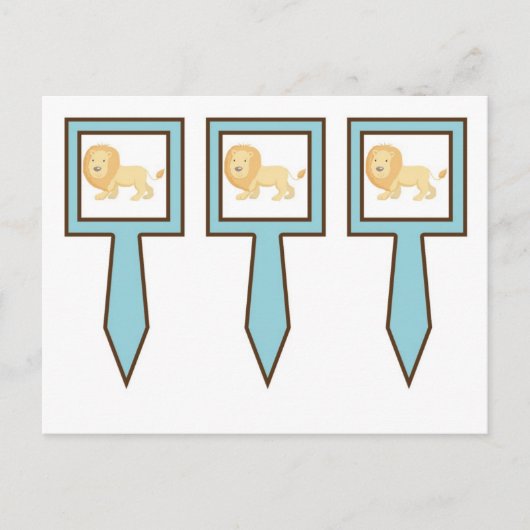 3 Cup Cake Picks Blue Jungle Lion Postkarte (Vorderseite)