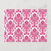3 Cup Cake Picks Fusia White Damask Lace Print Pat Postkarte (Rückseite)
