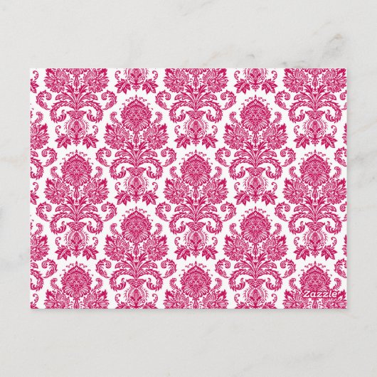 3 Cup Cake Picks Fusia White Damask Lace Print Pat Postkarte (Rückseite)