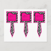 3 Cup Cake Picks Hot Pink Zebra Print Einladungspostkarte (Vorderseite)