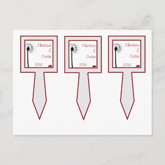 3 Cup Cake Picks Lady Bug on Dandelion Red Silhoue Postkarte (Vorderseite)