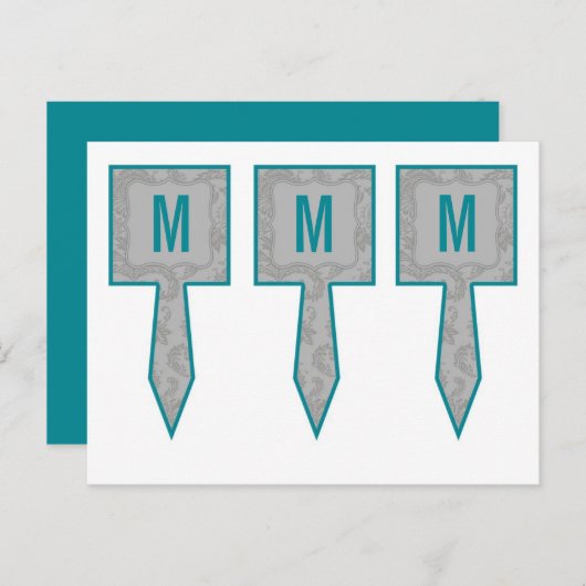 3 Cup Cake Picks Moderne Grau Damasle Spitzenprint Postkarte (Vorne/Hinten)