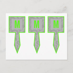 3 Cup Cake Picks Moderne Grau Damasle Spitzenprint Postkarte