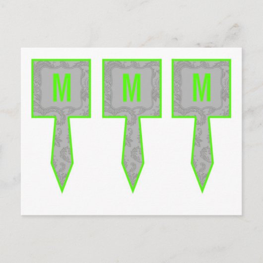 3 Cup Cake Picks Moderne Grau Damasle Spitzenprint Postkarte (Vorderseite)