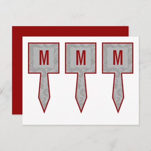 3 Cup Cake Picks Moderne Grau Damasle Spitzenprint Postkarte (Vorne/Hinten)