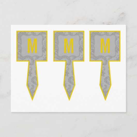 3 Cup Cake Picks Moderne Grau Damasle Spitzenprint Postkarte (Vorderseite)