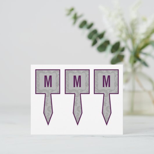 3 Cup Cake Picks Moderne Grau Damasle Spitzenprint Postkarte (Stehend Vorderseite)