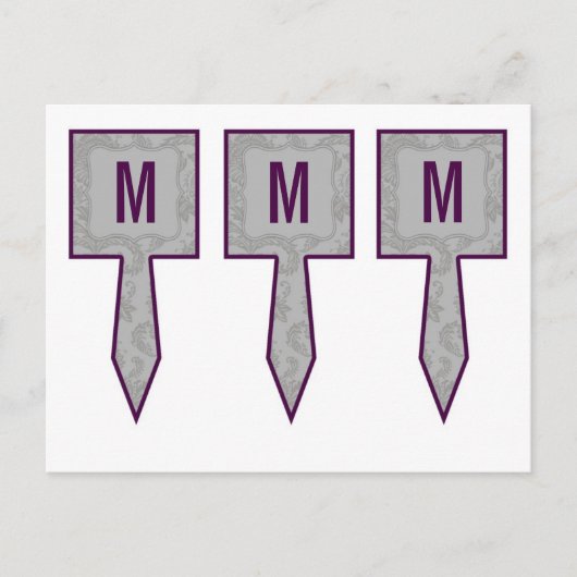 3 Cup Cake Picks Moderne Grau Damasle Spitzenprint Postkarte (Vorderseite)