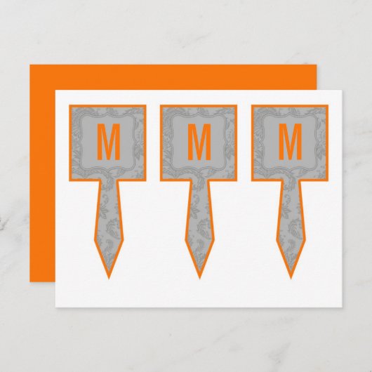 3 Cup Cake Picks Moderne Grau Damasle Spitzenprint Postkarte (Vorne/Hinten)