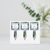 3 Cup Cake Picks Peacock Feathers blau/grün Postkarte (Stehend Vorderseite)