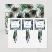3 Cup Cake Picks Peacock Feathers blau/grün Postkarte (Vorne/Hinten)