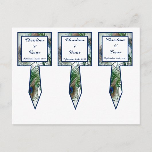 3 Cup Cake Picks Peacock Feathers blau/grün Postkarte (Vorderseite)