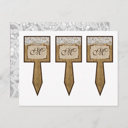 3 Cup Cake Picks Pferdeschuhe auf Burlap Lace Coun Postkarte (Vorne/Hinten)