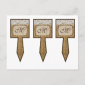3 Cup Cake Picks Pferdeschuhe auf Burlap Lace Coun Postkarte (Vorderseite)