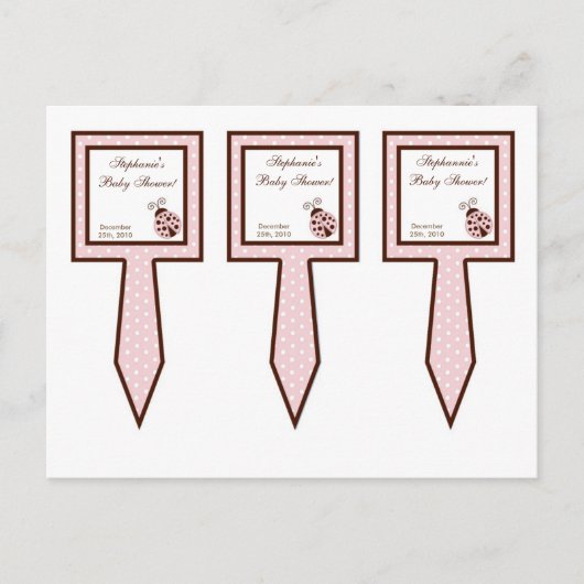 3 Cup Cake Picks Pink Ladybug Einladungspostkarte (Vorderseite)