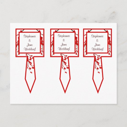3 Cup Cake Picks Red Cherry Blossom Postkarte (Vorderseite)
