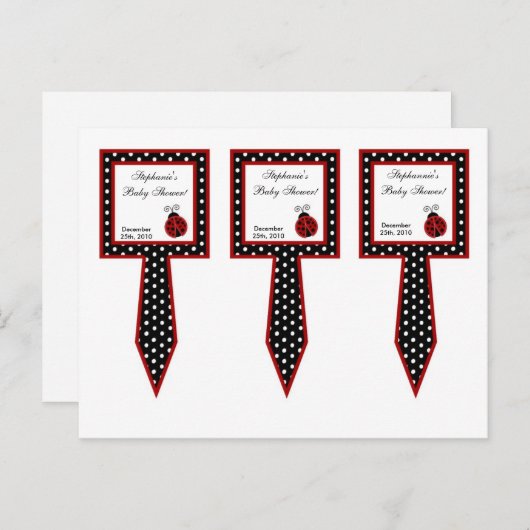 3 Cup Cake Picks Red Ladybug Einladungspostkarte (Vorne/Hinten)