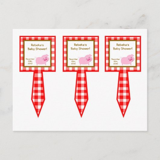 3 Cup Cake Picks Red Stall Farm Tiere Einladungspostkarte (Vorderseite)