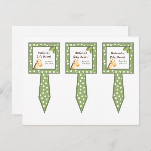 3 Cup Cake Picks Safari Jungle Giraffe Grün Einladungspostkarte (Vorne/Hinten)