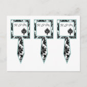 3 Cup Cake Picks Schwarze Damask Spitze Print Postkarte (Vorderseite)