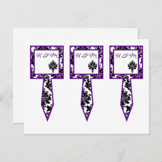 3 Cup Cake Picks Schwarze Lila Damaskus Spitze Dru Postkarte (Vorne/Hinten)