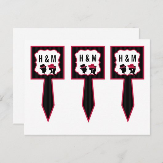 3 Cup Cake Picks Whimsical Formal Hats Elegant Postkarte (Vorne/Hinten)