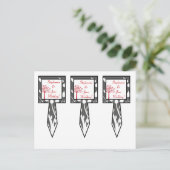 3 Cup Cake Picks Winter Grau/Roter Baum Postkarte (Stehend Vorderseite)
