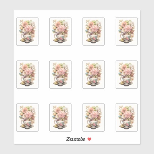 3 Cup der Blume Aufkleber (Blatt)