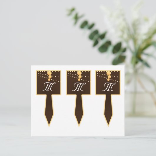 3 Cup Kuchen Picks Papier Laternen auf braunen Chi Postkarte (Stehend Vorderseite)