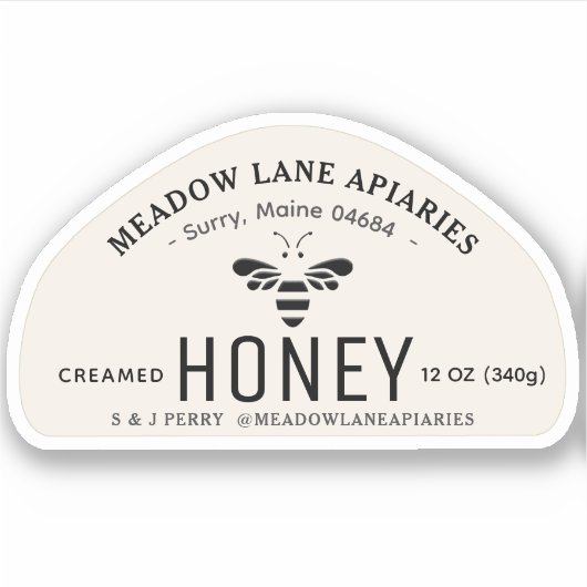 3" Custom Vinyl Sticker für 12oz Skep Honey Jar (Vorderseite)