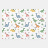 3 Cute Dino Pattern Kids Birthday Geschenkpapier Set (Vorderseite 3)