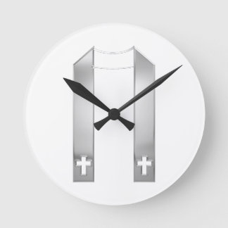 3-D Aussehen Silver Priest's Stole Runde Wanduhr