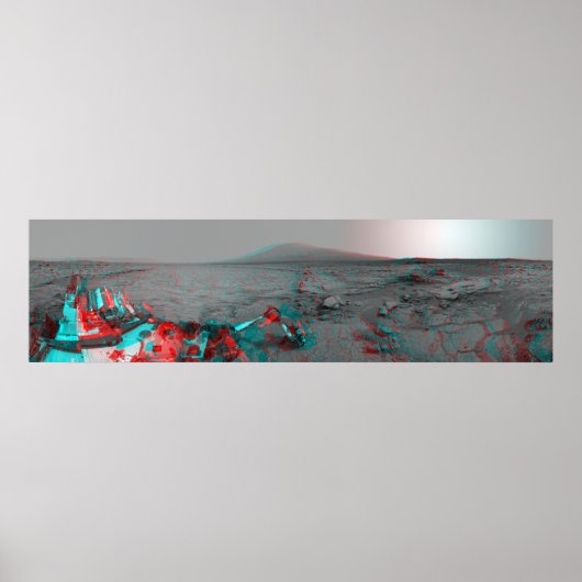 3-D Bild der Mars Landschaft Neugierde Landrover Poster (Vorne)