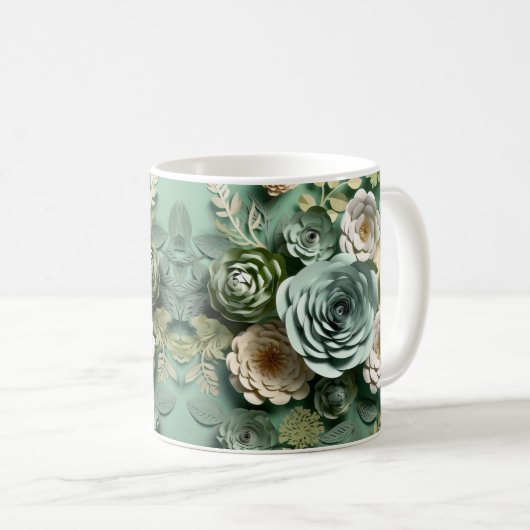 3 D Blume der grünen Seite Kaffeetasse (VorderseiteRechts)